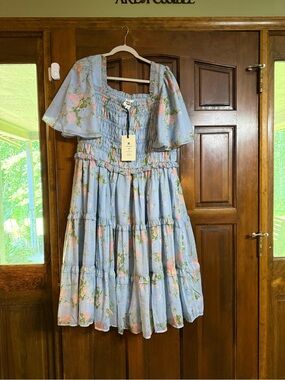 JessaKae Light Blue Floral Midi Dress